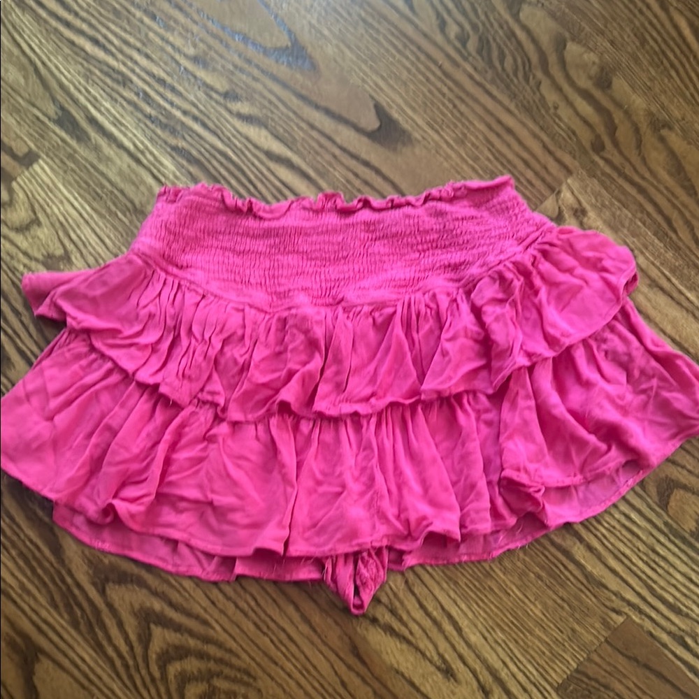 Mustard Seed Pink Ruffled Mini Skirt built in shorts